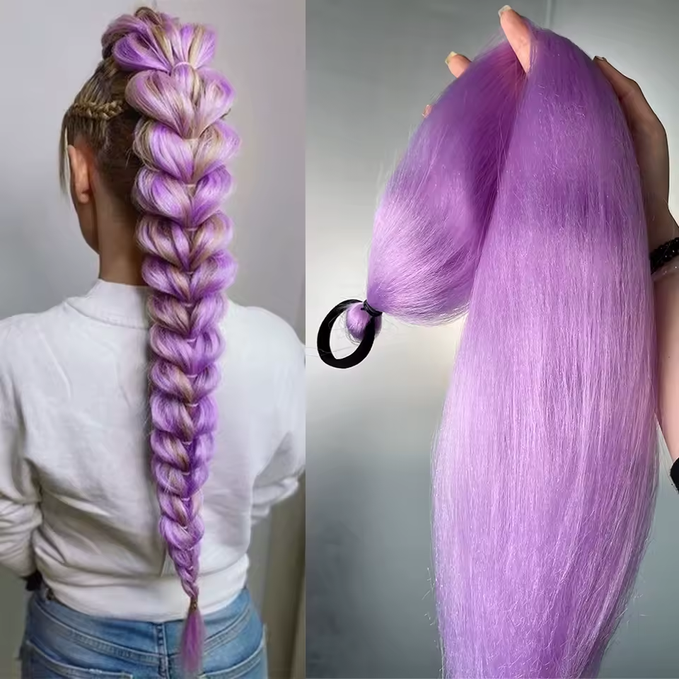 Extensiones de Cabello Sintético Trenzado – 2 Piezas con Lazo Elástico