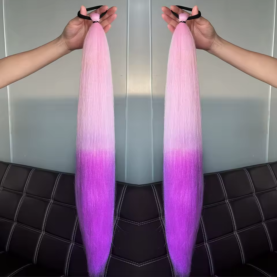 Extensiones de Cabello Sintético Trenzado – 2 Piezas con Lazo Elástico